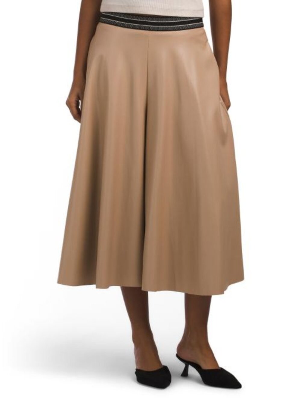 CECE Wide Leg Faux Leather Culotte Pants